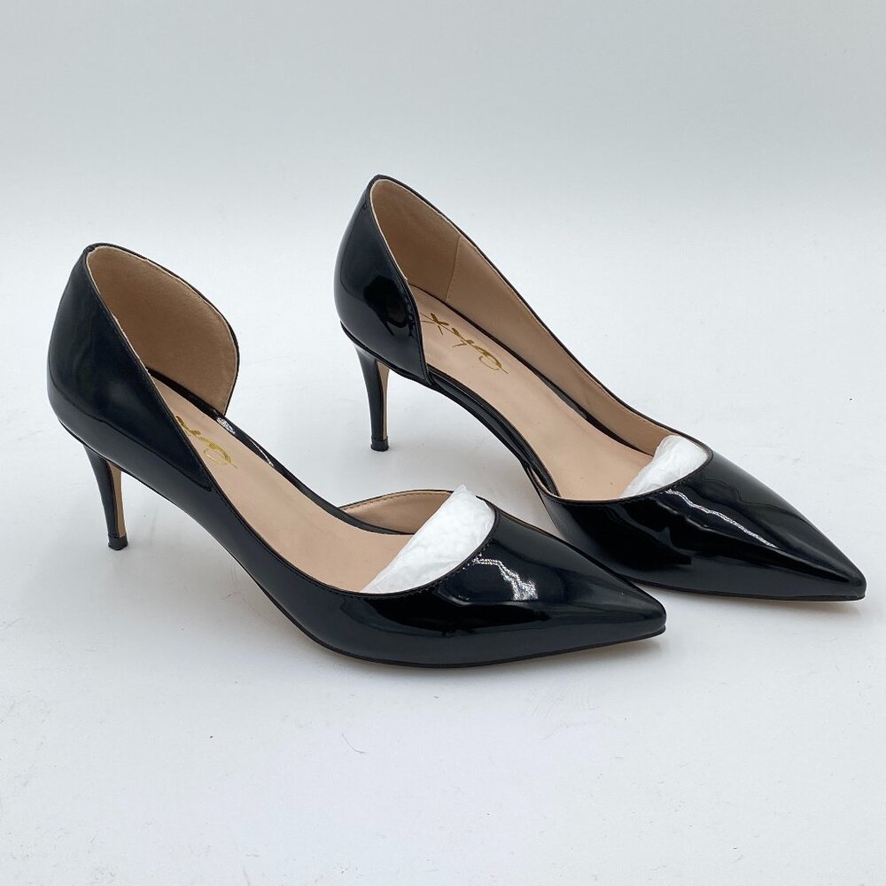 XYD Black Women D'Orsay Low & High Heels Comfortable Slip-on Closed Pointed Toe